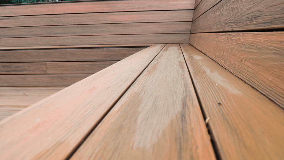 Close up of a wooden bench.