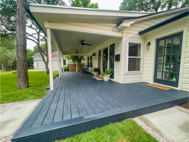 Cutters-tarrytown front porch black wooden deck