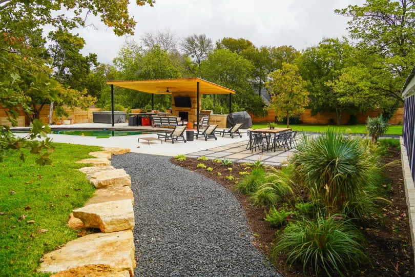 Cutters-grand oaks gravel pathway patio and pool